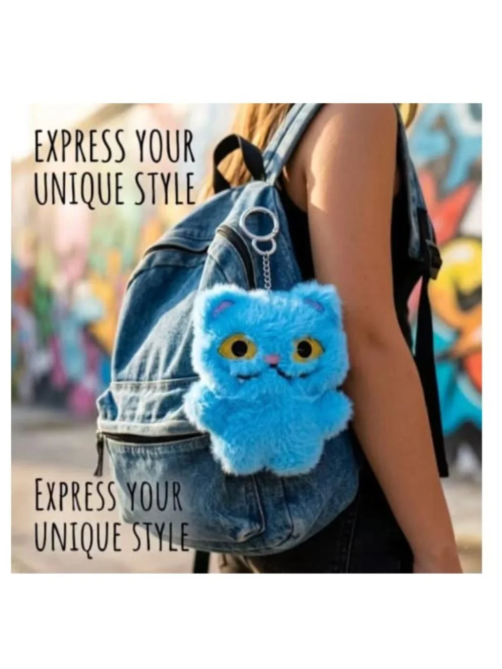 Faux Fur Tiger Keychain Plush Bag Charm for Backpacks Purses Tote Y2K Accessory